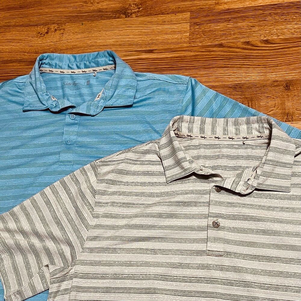 Walter Hagen 11 Mens Golf Polo Large XL LOT Of 2 Lightweight Flex Shirt Bundle